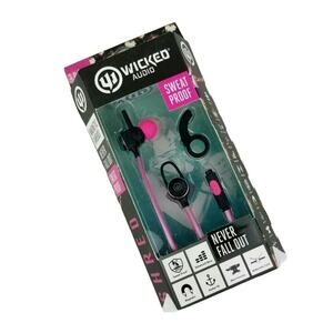 Wicked Audio Shred Sport Earbuds‎ Pink Black Sweat Proof Noise Isolating Hi Fi